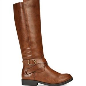 Style & Co Cognac Madixe Wide-Calf Riding Boots